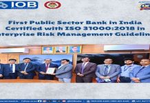 Indian Overseas Bank Earns ISO 31000:2018 Tag, Leads Public Sector in Risk Management Standards Indian Overseas Bank Earns ISO 31000:2018 Tag, Leads Public Sector in Risk Management Standards