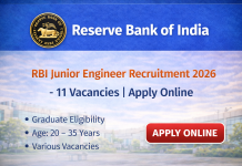 RBI Junior Engineer Recruitment 2026 – 11 Vacancies | Apply Online
