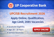 UP Cooperative Bank UPCISB Recruitment 2026 – Apply Online, Qualification, Age Limit, 2085 Vacancies