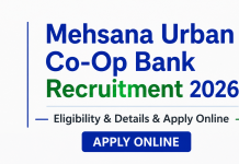 Mehsana Urban Co-Op Bank Recruitment 2026 – Eligibility & Details & Apply Online