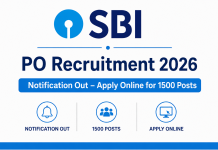 SBI PO Recruitment 2026 Notification Out – Apply Online for 1500 Posts